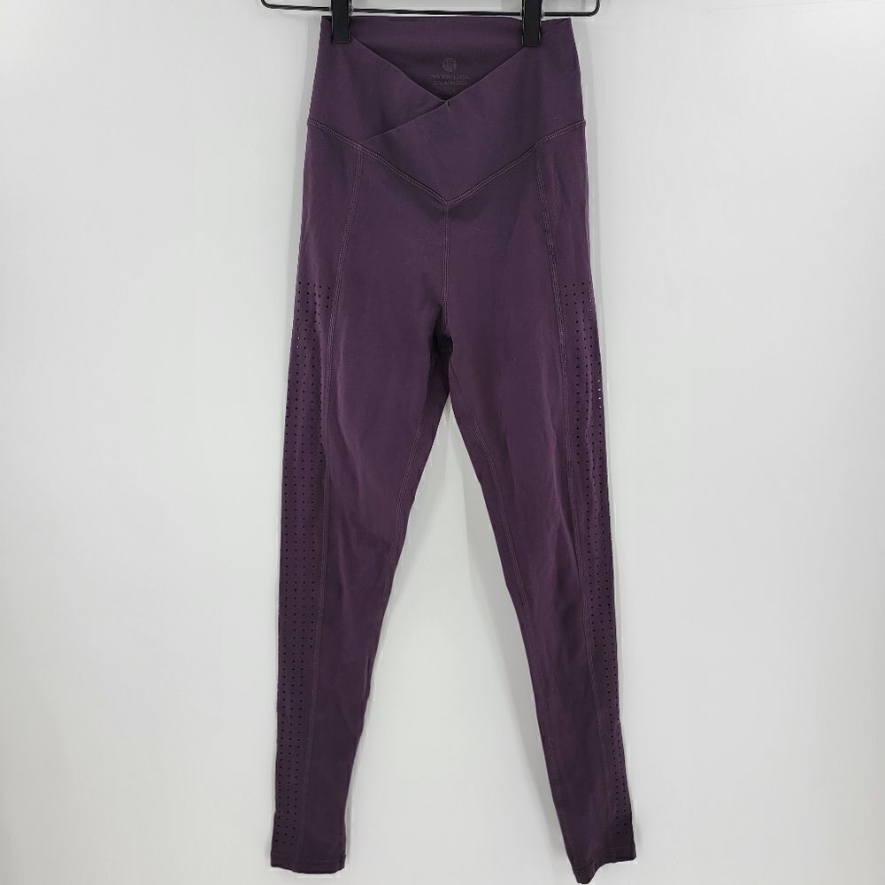Til you collapse purple leggings mesh cut thigh detail criss cross waist xxs